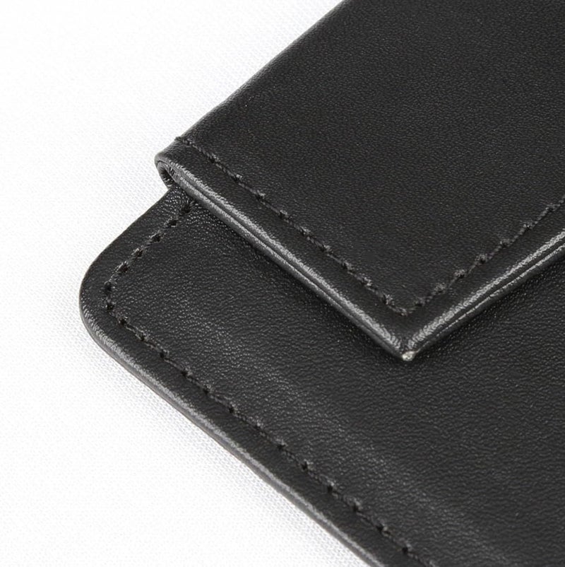 WELLYUK 4.7" X 7.5" PU Leather Clipboard, A6 File Clip Document Organizer Writing Pad Office Business Card Holder, Magnetic Conference Pad with Pen Holder, Black - Image 4